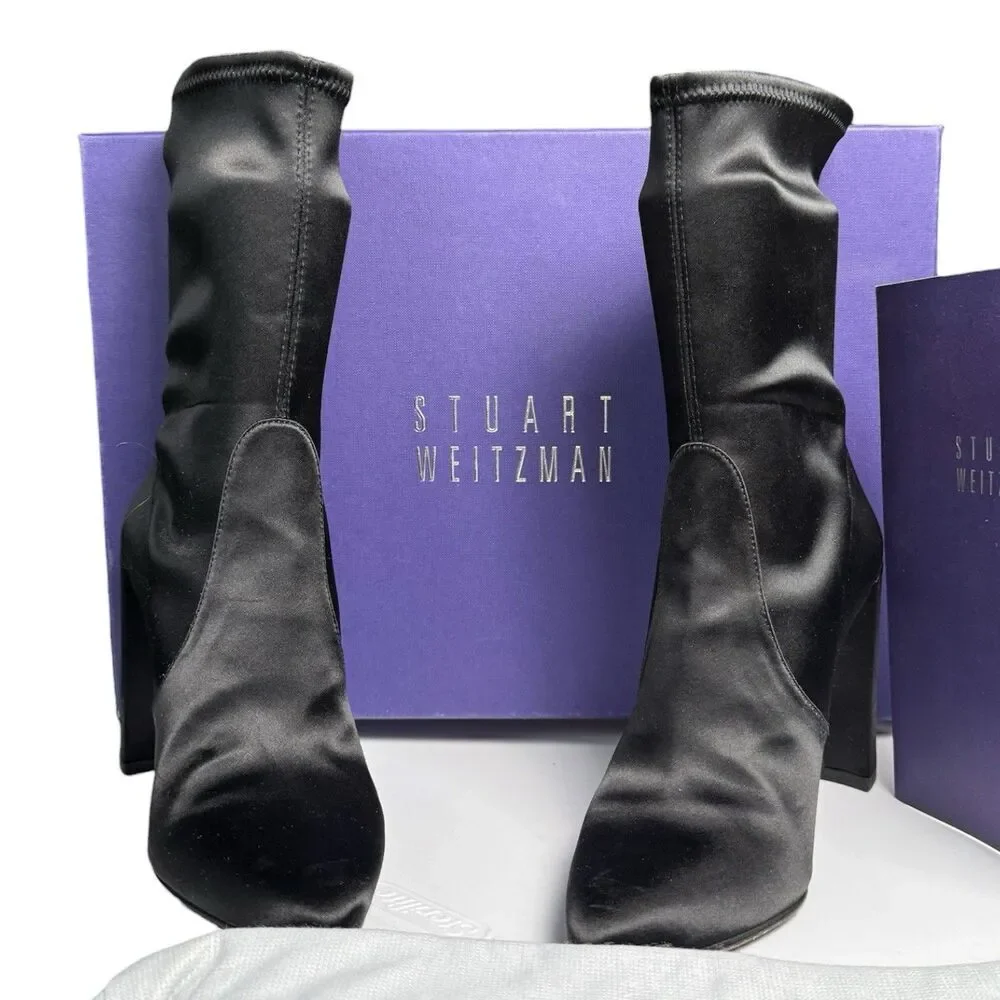 Stuart Weitzman Women Black Clinger Boots Size  9M With Accessories Women Boots